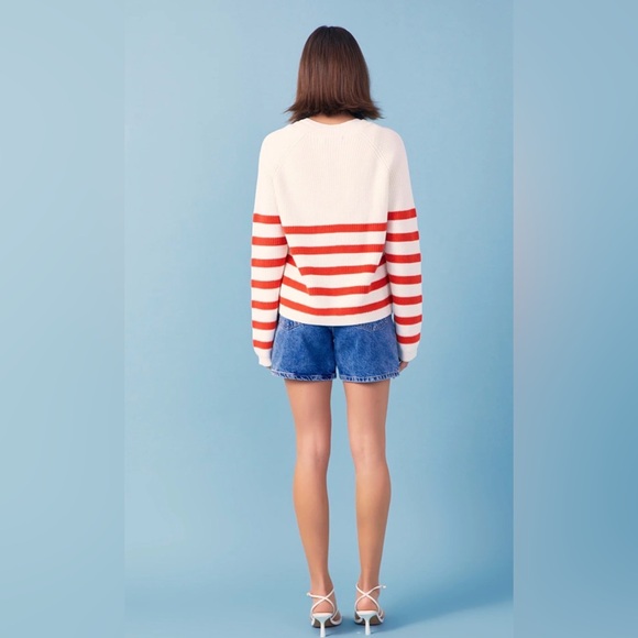 NEW English Factory Women's Breton Striped Cardigan with Shell Embroidery Medium - Picture 2 of 9